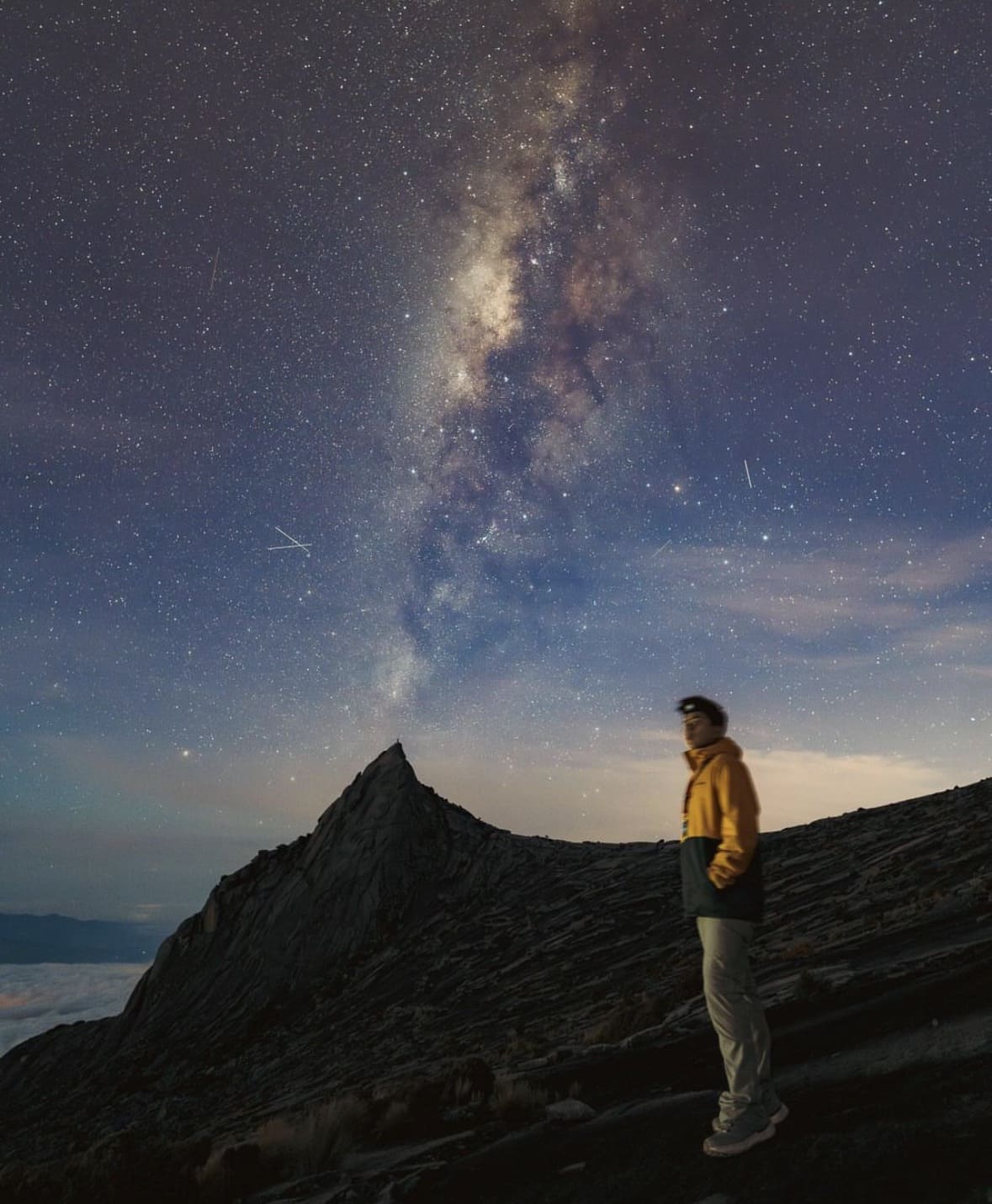 Mount Kinabalu summit under the Milky Way Sabah Malaysia